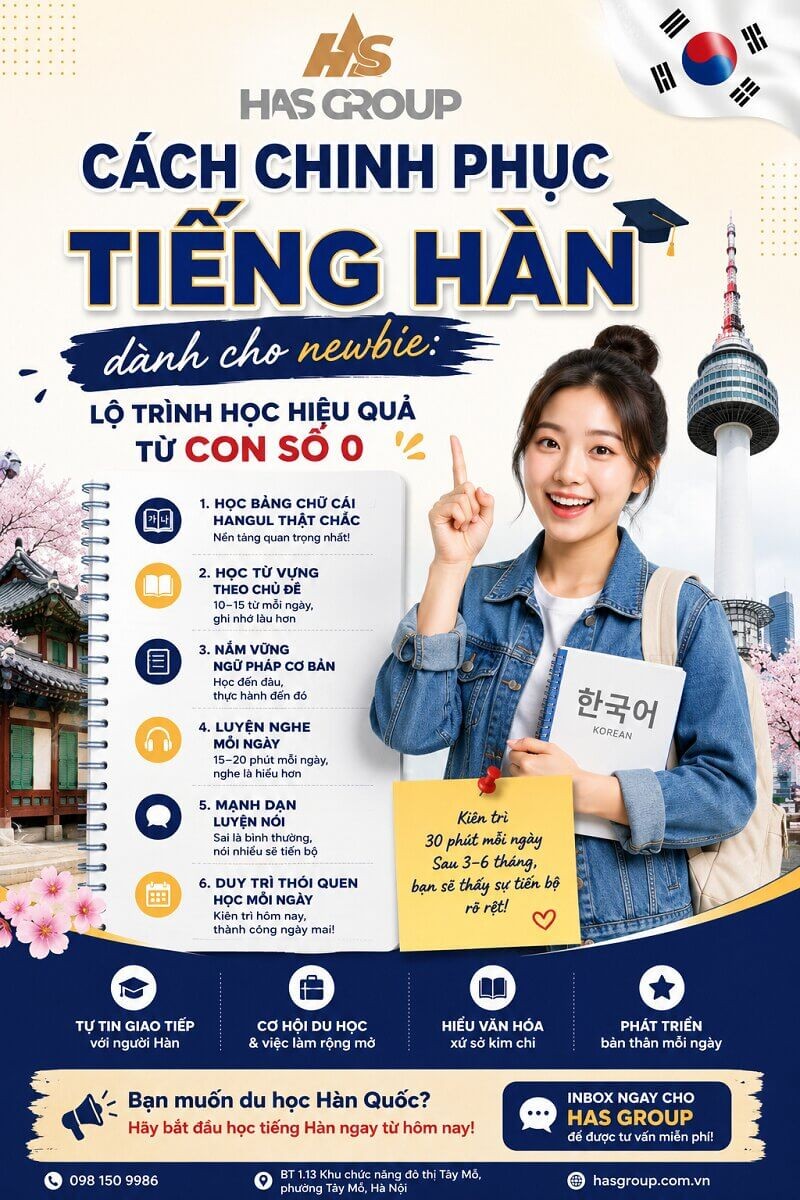 Cách chinh phục tiếng Hàn dành cho newbie: Lộ trình học hiệu quả từ con số 0
