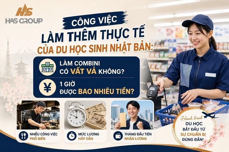 Công việc làm thêm thực tế của du học sinh Nhật Bản: Làm combini có vất vả không? 1 giờ được bao nhiêu tiền?
