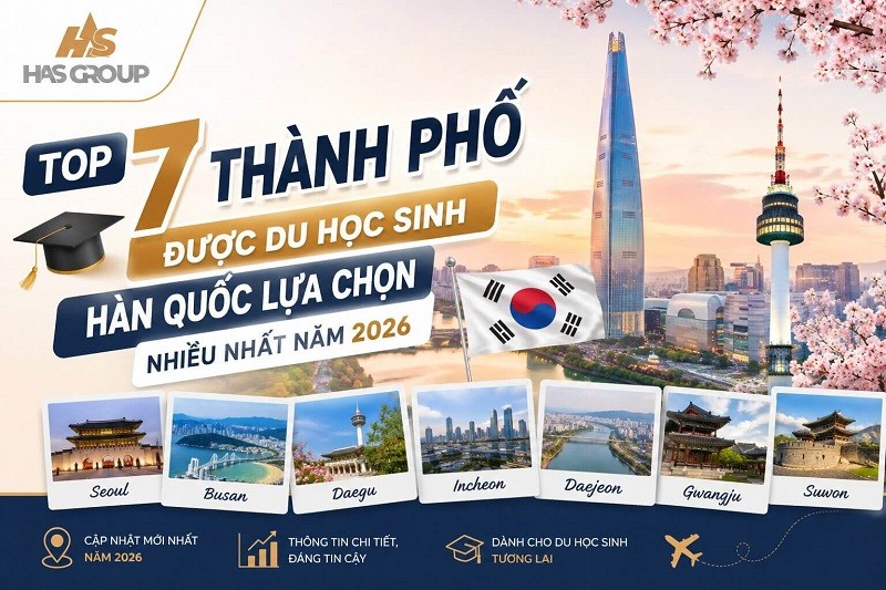 Top 7 thành phố được du học sinh Hàn Quốc lựa chọn nhiều nhất năm 2026